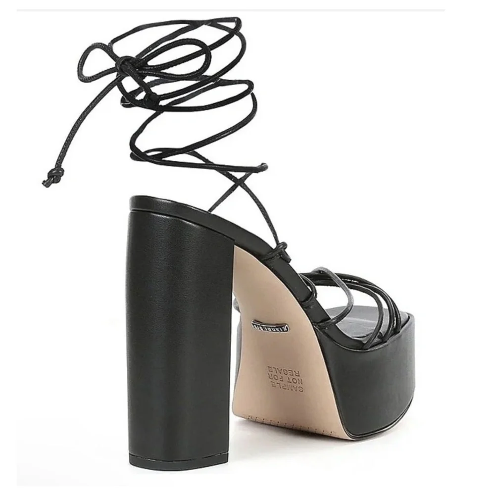 NEW Gianni Bini Rixey Platform Ankle Wrap Strappy Sandals in Black